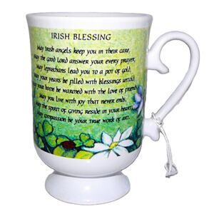 Vintage Russ Irish Blessing Fine Bone China Pedestal Mug St. Patrick Gift